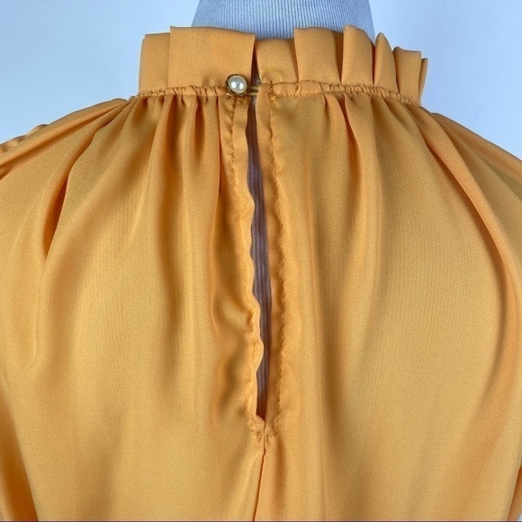 O-Neck Ruffle Loose Fit Dress Women's One Size Chiffon Casual Yellow Sleeveless - Picture 5 of 6